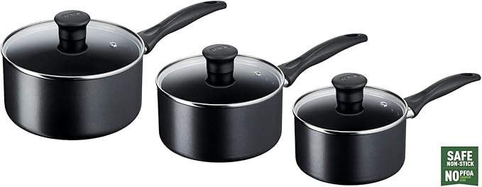 Tefal Cookware Set Saucepans Induction Black 3 Pc Set