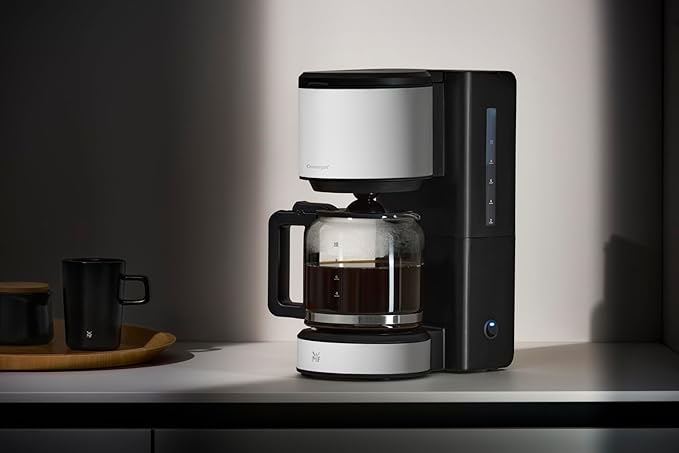 WMF Stelio Aroma Filter Coffee Maker with Glass Carafe Filter Coffee 10 Cups Stainless Steel Coffee Maker Drip Resistant Heating Plate Auto Shut Off 1000 W Matte Grey