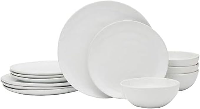 Everyday White Organic 12 piece Dinnerware Set Service for 4
