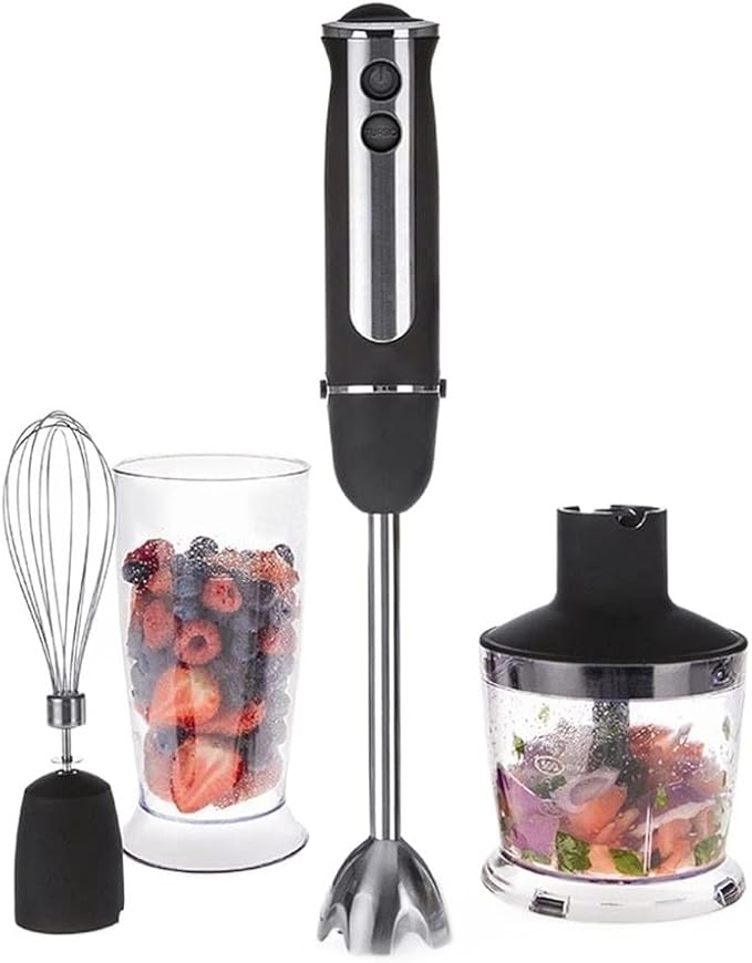 TOEWOE Hand Blender 4 In 1 Immersion Blender Stick Blender with 500ml Food Grinder 600ml Container Chopper 13 Speed 304 Stainless Steel Blades BPA-Free Kitchen Tool