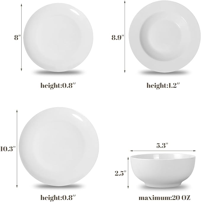 Anveena 16 Piece Dinnerware Set for 4 Plates and Bowls Set.For Family Dinner&amp Kitchen Use Microwave &amp Dishwasher Safe