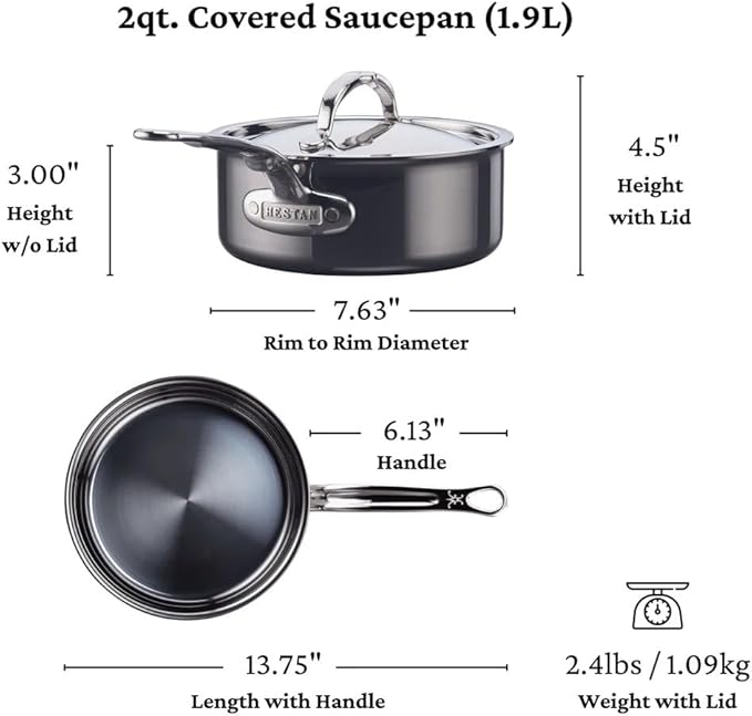 Hestan - NanoBond Collection - Titanium Stainless Steel 5-Piece Essential Cookware Set - Toxin PFAS &amp Chemical Free Clean Cookware Induction Cooktop Compatible