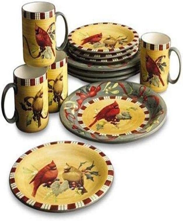 Lenox Winter Greetings Everyday Cardinal 12-Piece Dinnerware Set Service for 4