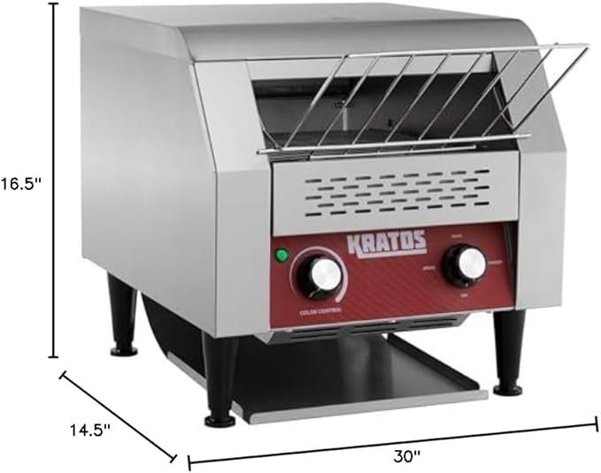 Commercial Conveyor Toaster Stainless Steel Countertop Toaster Toasts 300 Slices of Bread per Hour 10.5 Wide Conveyor Toasts 2 Slices of Bread At Once 120V 1750W