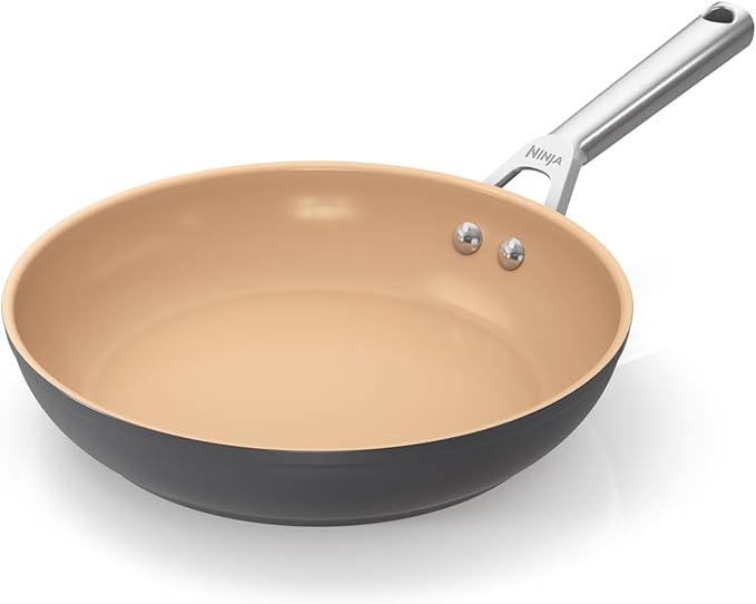 Ninja Extended Life 24cm Ceramic Frying Pan Non-Stick (No PFAs PFOAs Lead or Cadmium) Induction Compatible Stainless Steel Handle Oven Safe to 285°C Terracotta &amp Grey CW90024UK