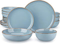 16 Piece Ceramic Tableware Set with Dinner Dessert Soup Plate Bowl for 4 Person Round Dinnerware