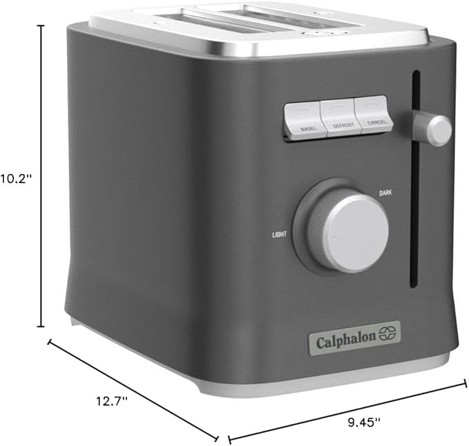 Calphalon 2-Slice Toaster Precision Control with 6 Shade Settings and Extra Wide Slots Stainless Steel