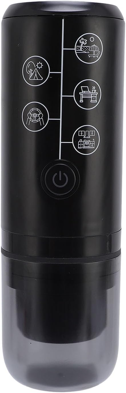 Asixxsix Portable Coffee Maker 17Bar Pressure 2600mAh USB Rechargeable Travel Coffee Maker Camping with Powder and Capsules Compartment for Home Office RV Camping (Black)