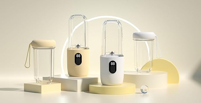 Portable Blender with Digital Display Rechargeable Electric Juice Mixer and Ice Crusher for Home Use White