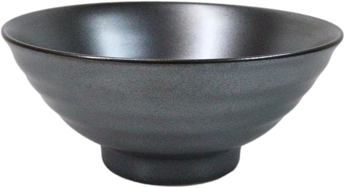 Ebros Gift Iron Black Clay Underglaze Technique Tetsu Kesho Porcelain Dinnerware Kitchen Set Asian Japanese Restaurant Supply (Pack Of 5 Large Salad Pho Ramen Soup Bowl 40oz)