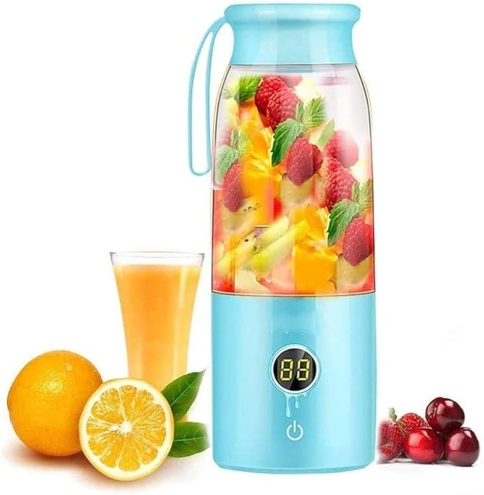 Portable BlenderPersonal Mixer Fruit Rechargeable USB Mini BlenderWaterproof Small Blender Single Juicers (Color : Blue)