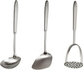 18/10 Stainless Steel Cooking Utensils Set 3 PCS Long Large Metal Cooking Utensil Tools Set Mirror Polished Kitchen Gadget Cookware and Kitchen Tool Set Dishwasher Safe
