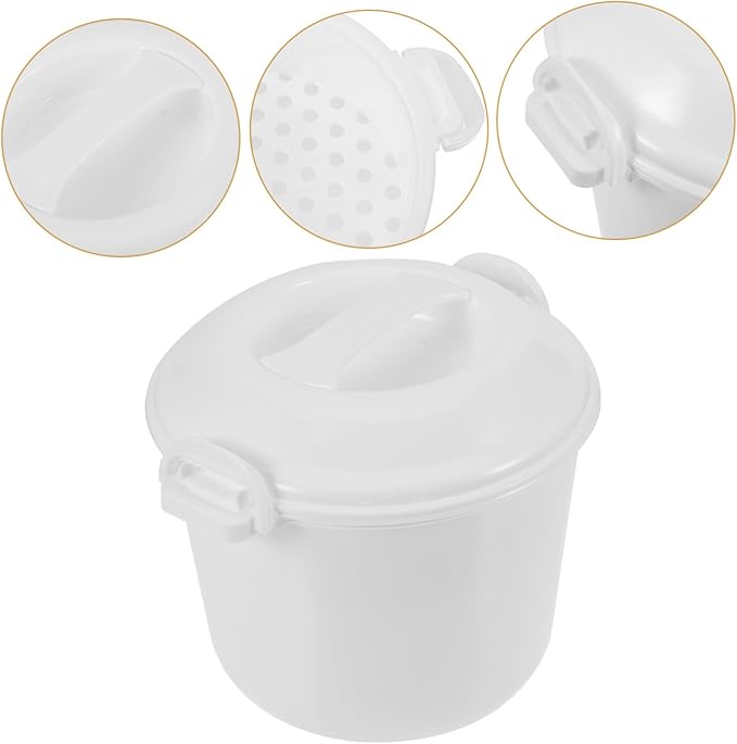 Microwave Rice Cooker with Steamer Basket Large Capacity Reusable Household Rice Cooker Container for Even Heating and Fresh Flavor Retention Versatile Microwaveable Food Steamer