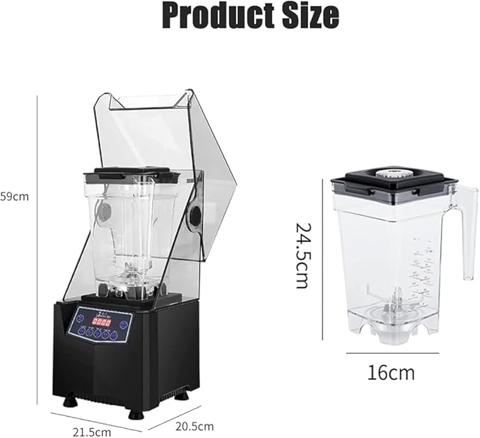 Commercial Blender Smoothie Maker2L Electric Stand Mixer Blade Ice Crusher with Sound Enclosure5 PresetsSilent Broken Wall Cooking Machinefor Smoothie Fruits