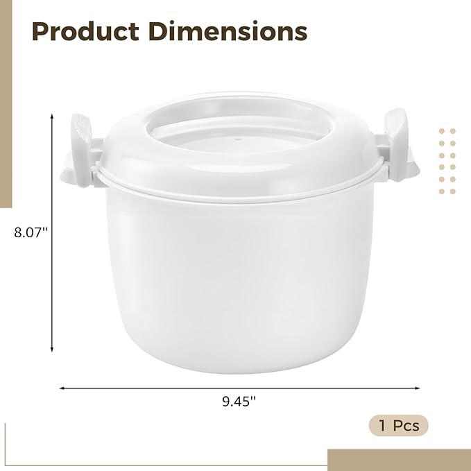 Microwave Rice Cooking Large White Portable Plastic Type With Lid Perfect For Travel And Multi-Functional Insulated Lunch Box