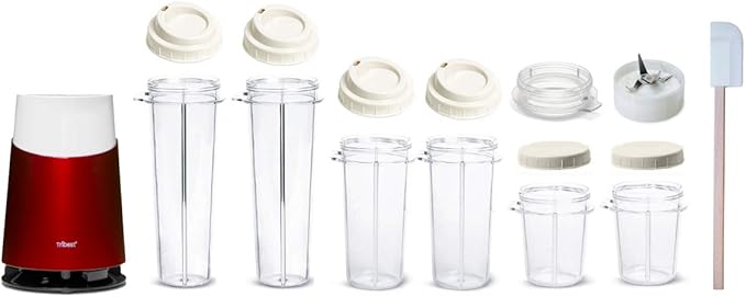 Tribest Personal Blender II Small Portable Blender for Shakes and Smoothies with BPA-Free Cups Red