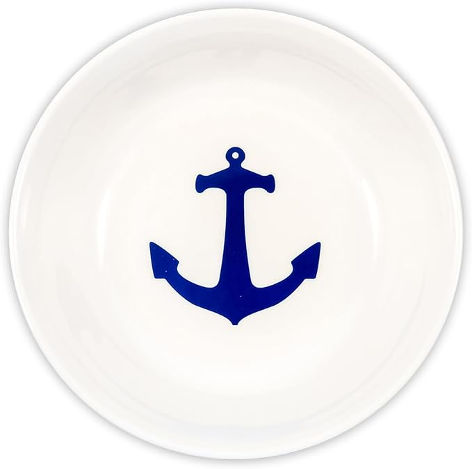 Camco 12 Piece Melamine Dishware Set - Features Blue and White Nautical Design - Includes 4 Bowls 4 Salad Plates &amp $ Dinner Plates - Dishwasher Safe Dish Set (41951)