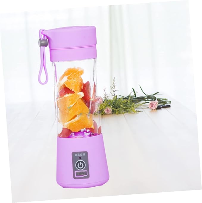 Portable Usb Rechargeable Mini Juicer with Blades for Fruit Blending Travel and Home Use Purple