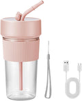 Small Portable Blender with Straw Electric Juicer Fruit Mixers Rechargeable Blender Small Juicer for Indoor Outdoor Portable Electric Juicer (Pink)