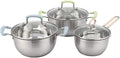 Cookware Cookware Set Kitchen Stainless Steel Soup Pot Saucepan Induction Safe Thickened Saucepan with Glass Lid 3 PCS/Set