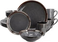 Priya 16 Piece Reactive Glaze Stoneware Dinnerware Set Service for 4 Plates and Bowls Microwave &amp Dishwasher Safe (Gray)