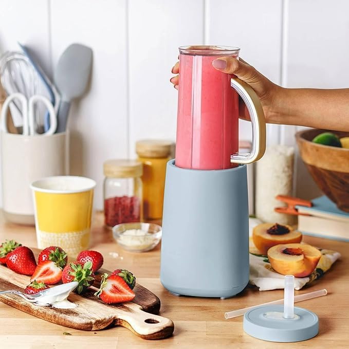 Personal Blender 12-Piece Set 240W Power BPA-Free Dishwasher Safe with Travel Cup and Grinding Blade (Cornflower Blue)