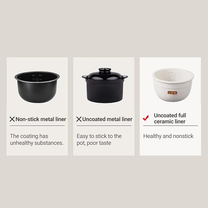 Joydeem Ceramic Rice Cooker FD20S-W 4 Cups Uncooked Rice Cookers with Pure Ceramic Inner Pot 24h Dealy Start 2L White