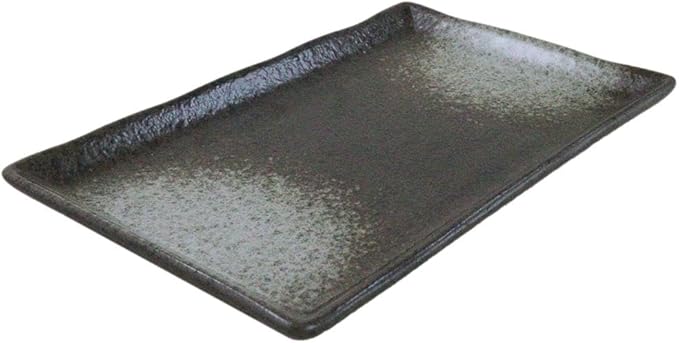 Ebros Gift Artistic Charcoal Grey Tone Hakumu Porcelain Collection Dinnerware Serveware Kitchenware Set Asian Japanese Restaurant Supply (Pack Of 5 Rectangular Sushi Plates 7.75 L)