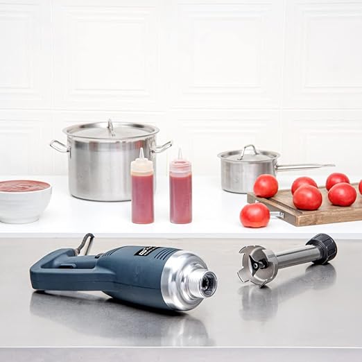 Restaurantware Hi Tek 7.7 x 4.3 x 16.3 inch Immersion Blender 1 Variable Speed Stick Blender - 1 Horsepower 750W Stainless Steel Immersion Hand Blender 110V