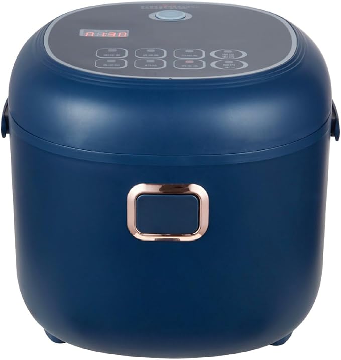 12V/24V/110V Rice Cooker Mini 2L Portable Multicooker 24h Keep Warm Small with Steam Tray Picnic Camping Travel For Car/Truck/Home (Blue)