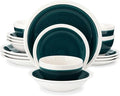 16 Piece Color Stoneware Tableware Set with Dinner Dessert Plate Cereal Pasta Bowl for 4 Person