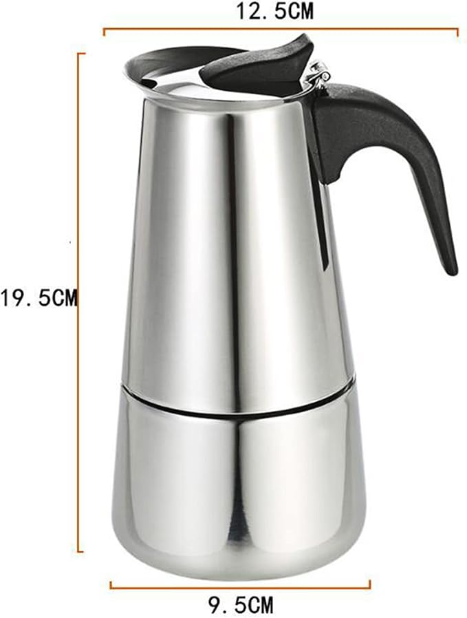 Commercial Stainless Steel Espresso Maker Coffee Urn with Electric Stove 6 Cups Stainless Steel Mocha Coffee Maker Pot Percolator Hot Beverage Dispenser for Party Home Wedding Cafe (6Cups 300ml)