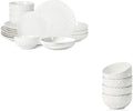 Sureasy Dinnerware Sets 16-piece + 3.5 inch Small Bowls Set of 4 White