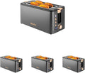 Mecity 4 Slice ToasterLong Slot Toaster With Warming RackTimerBagelDefrostReheat FunctionsCrumb Tray6 Browning SettingsExtra Wide Long SlotsStainless Steel1300WGrey(Pack of 4)