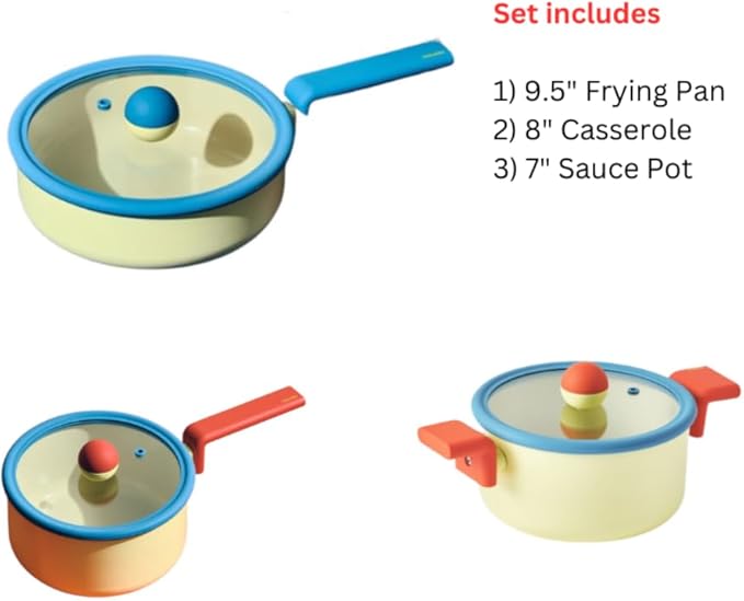 Danish Kitchen Nonstick 6-Pieces Forged Cookware Set with Lid Healthy Cooking Ceramic Coating Pot Saucepan Multi Pan Induction Compatible Kitchenware Made in Korea