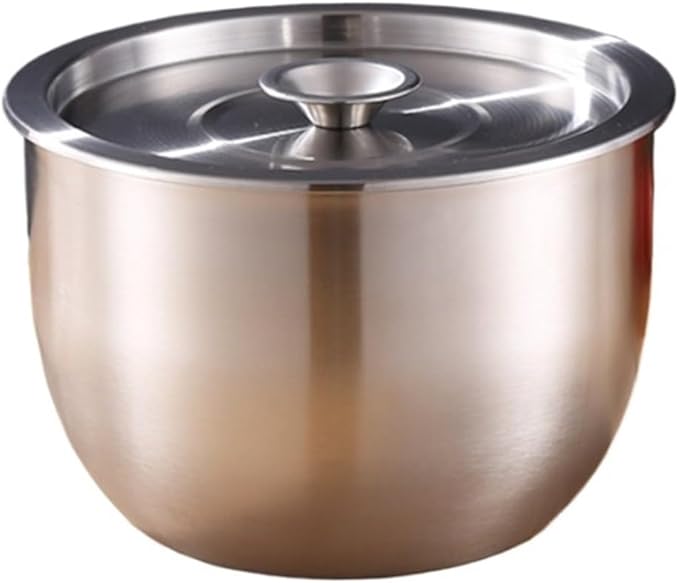 Kitchen Stainless Steel Egg Beater Basin Fruit Salad Stirring Seasoning Bowl With Lid Storage Container Home Cooking Tools(21CM with Lid)