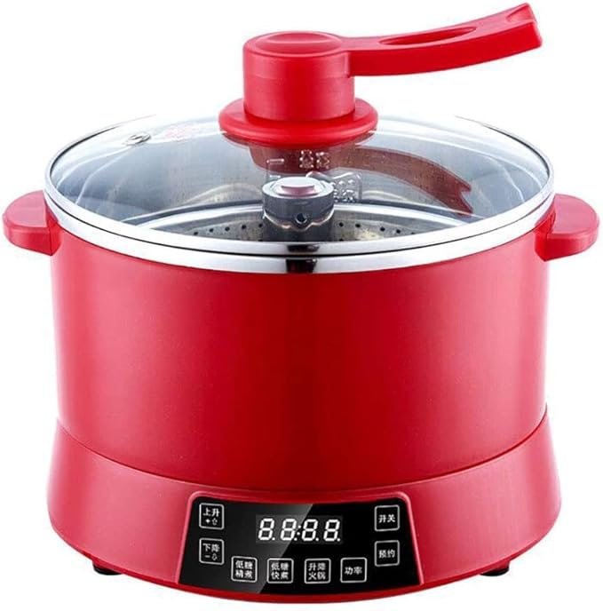 Home Rice Cooker Intelligent d Sugar 4L Stainless Steel Liner Separate Pot Body Design Automatic Lifting (Wood Color) (Red)