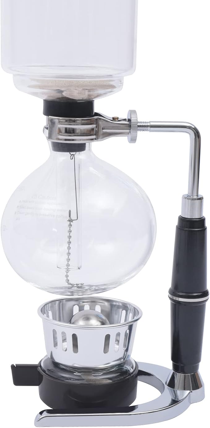 DYNAMI Siphon Coffee Maker500ml/0.13Gal Vacuum Coffee Brewer with Stainless Steel Base &amp Glass Potfor Home Barista Use