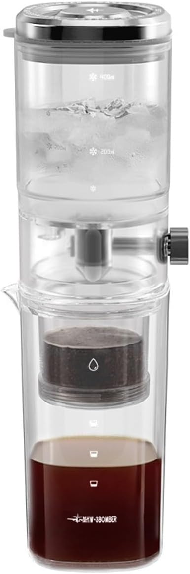 Cold Brew Coffee Maker With Stable Drip Rate High Density Filter Enhanced Extraction Lightweight PCTG Transparent 31.5x8.5x8.5cm Easy-Clean Black For Home Office(Transparent)