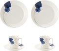 Narumi 52188-23246 Spring Field Dinnerware Set Blue Anemone Set of 2 6 Pieces Microwave Warm Dishwasher Safe Made in Japan Gift Box Included