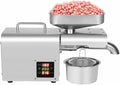 Automatic Oil Press Cold/Hot Oil Extract Machine with Large Feed Opening Commercial Grade Organic Oil Press 304 Stainless Steel Squeezer for Flax Peanut Canola Sesame 610W