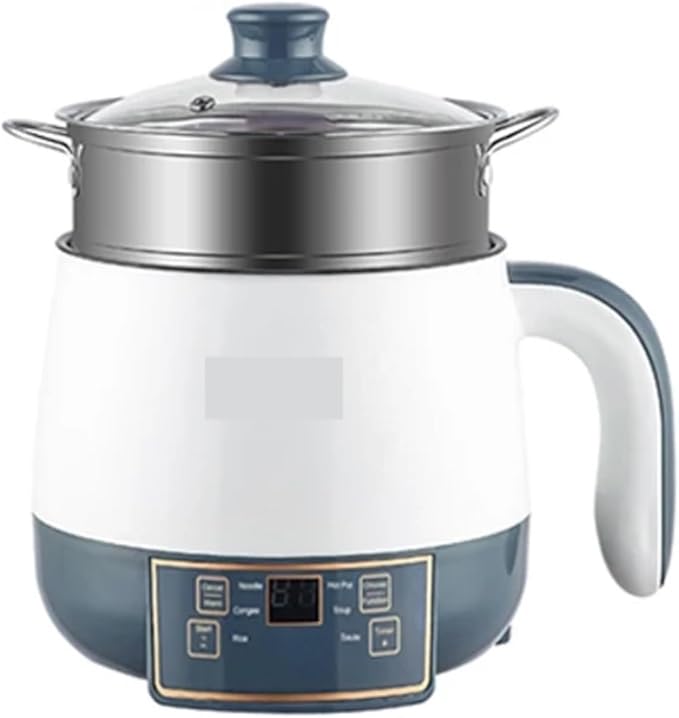 1-2 People Electric Rice Cookers Mini Portable Multicooker Smart Multifunctional Flat Stew Saucepan Steamer Ramen Pot 220V(Double Layer)