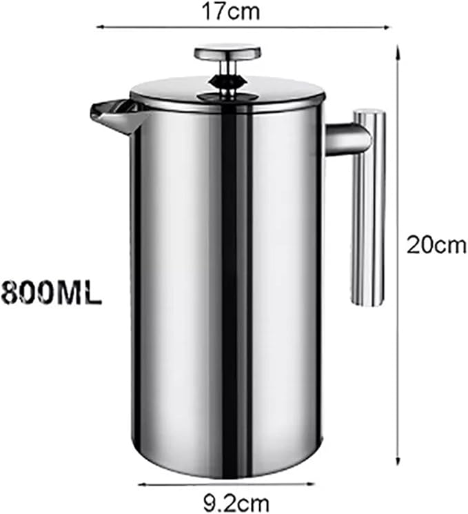 Coffee Carafe Coffee Machine Stainless Steel Coffee Filter Double Wall Large Capacity Manual Coffee Maker Convenient(800ml)