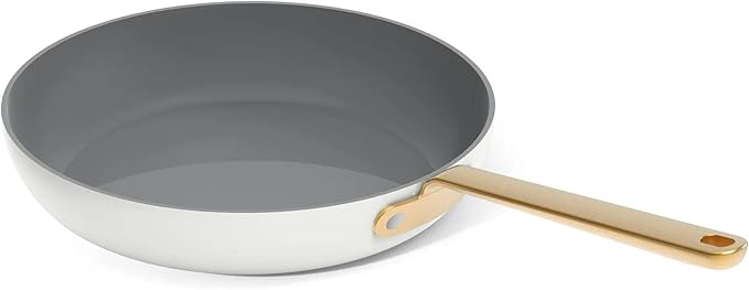 Nonstick Ceramic Cookware Set (12 Piece) Pots Frying Pans Lids and Kitchen Storage Oven Safe Pan Set &amp Compatible with All Stovetops - (White Icing)