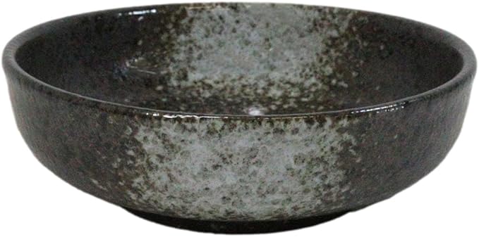 Ebros Gift Artistic Charcoal Grey Tone Hakumu Collection Dinnerware Serveware Kitchenware Set Asian Japanese Restaurant Supply (Pack Of 5 Shallow Bowl Deep Plates 10oz)