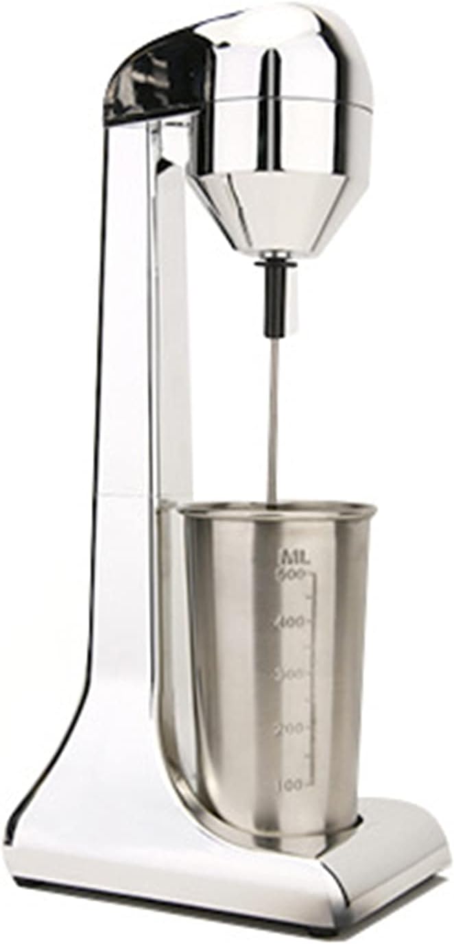 Electric Milk Shaker Maker Commercial Singal Head Milk Shaker Stainless Steel Milk Shake Machine Drink Mixer 100w23000 Rmp with 500ml Stainless Steel cup 15.2*7*4.9in Silver