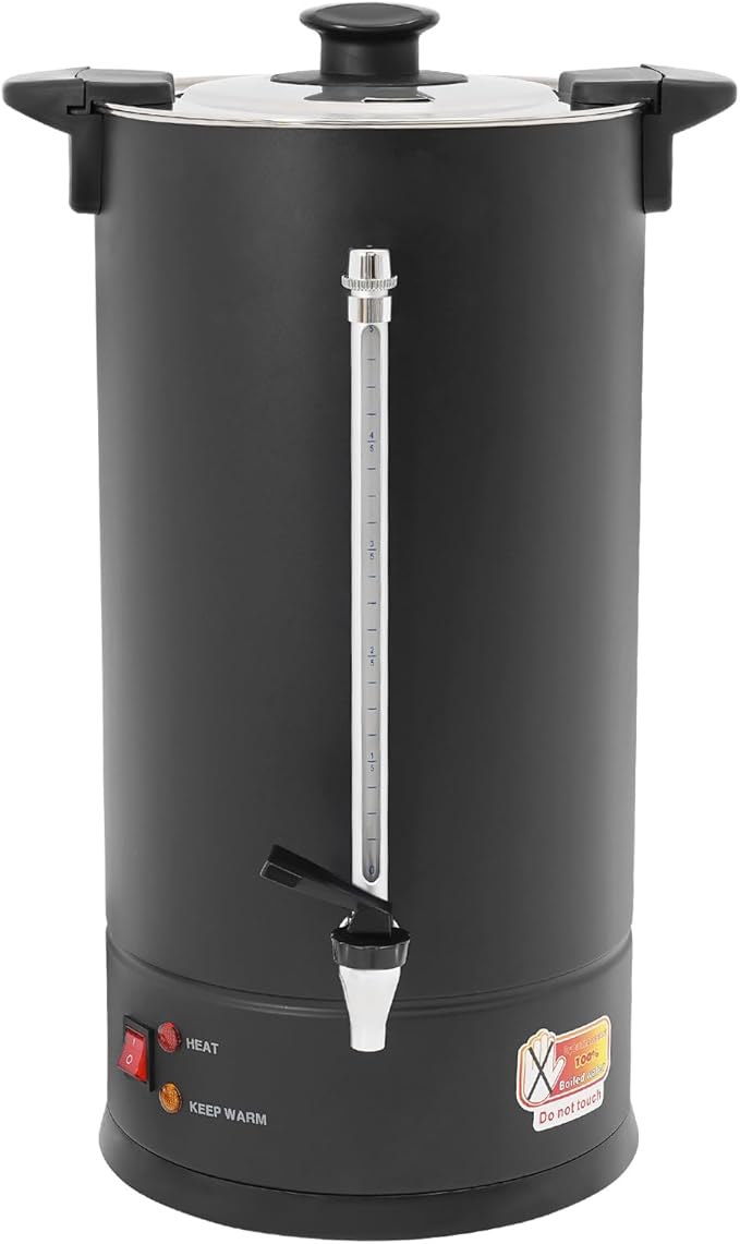 Commercial Electric Coffee Pot 25L/6.6Gal Coffee Percolator with Filter and Water Collecting Tray Quick Brew Hot Beverage Dispenser Coffee Maker Hot Water Urn 1500W 110V-120V (Black)