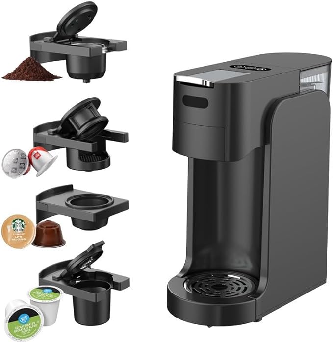20 Bar Pump Machine 3S Fast Heating 4-in-1 Capsule Coffee Maker 800ml Tank Auto Shut-Off for Home Office (blackUS standard)