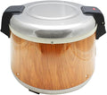 TrueCraftware- 30 Cup Electric Rice Warmer Stainless Steel Hinged Lid and Base with Wood Grain Accented Body- Keep Warm Makes Soups Stews Grains Hot Cereals for Commercial Rice Cooker and Warmer