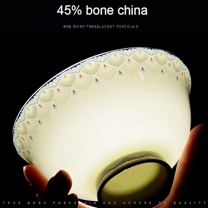 Dinnerware Set Dinner Party Tableware Service Set Ceramics Dinnerware Set with 50-Piece Bowl/Dish/Soup Pot/Spoon|Bone China Dinner Sets Blue Pattern Porcelain Combination Set